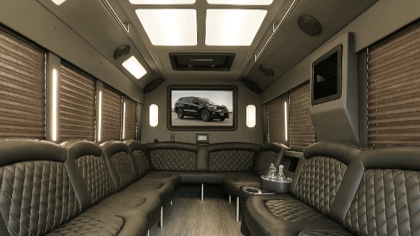 Interior of Charter Bus Company Scranton's 28 Passenger Party Bus in Scranton