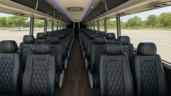 Interior of Charter Bus Company Allentown's 56 Passenger Charter Bus in Allentown
